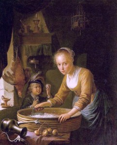 Gerrit Dou, A Girl Chopping Onions, 1646.